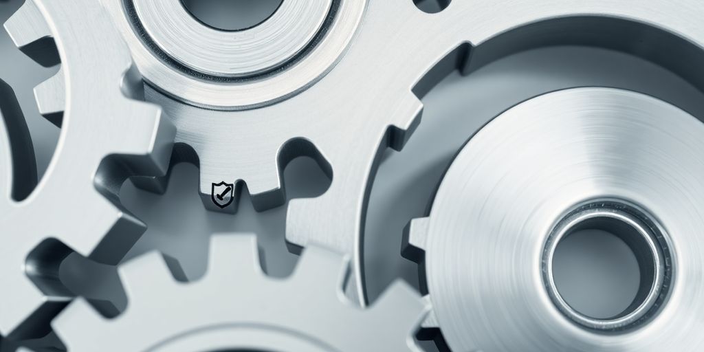 Abstract gears turning with business icons.