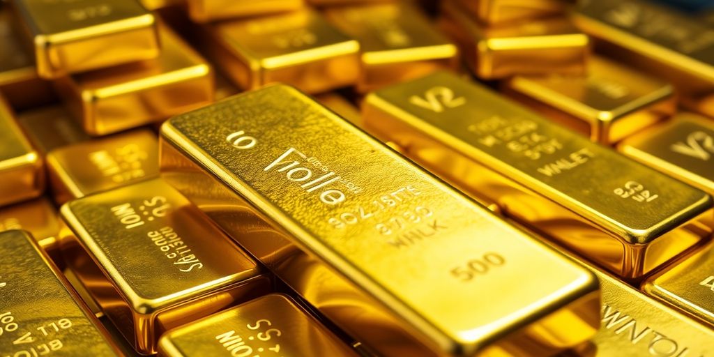 Lingots d'or brillant dans une pile.