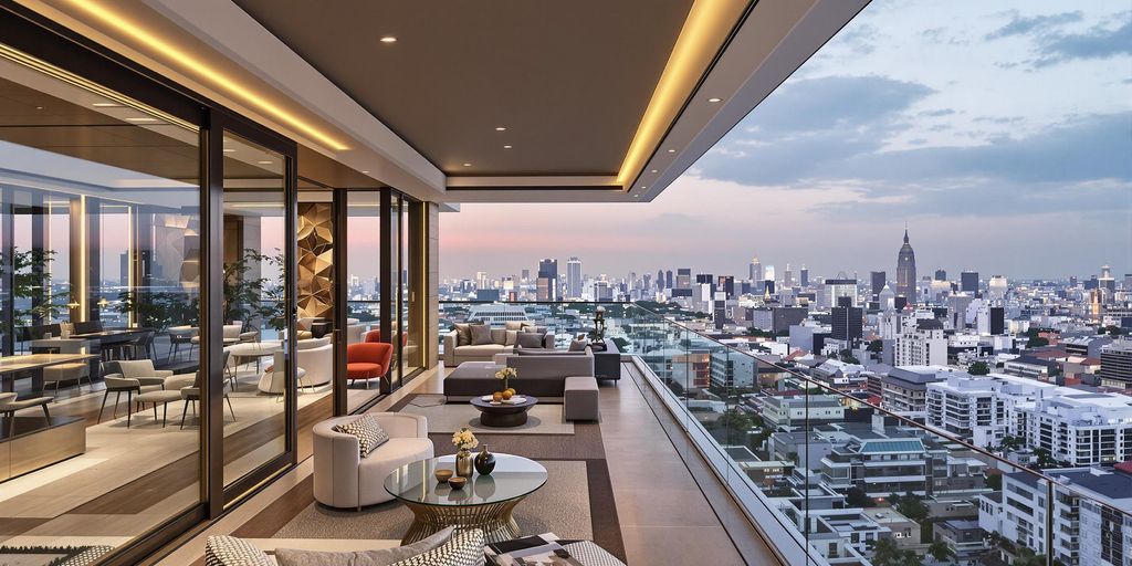 Luxurious penthouse with skyline views in Bangkok.