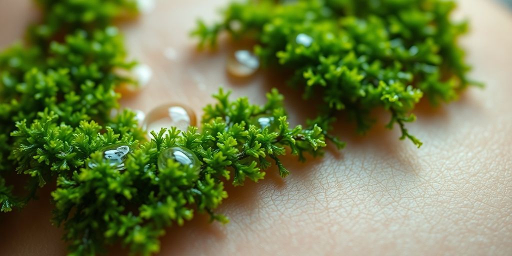 Green sea moss on wet skin