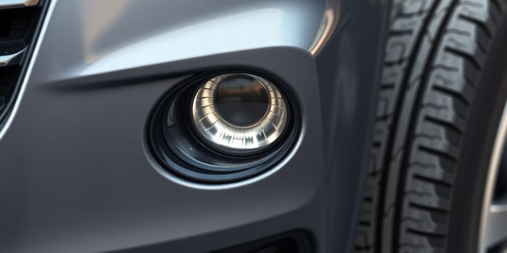 Beschädigte Autoscheinwerfer und Stoßstange eines Autos auf der Straße.