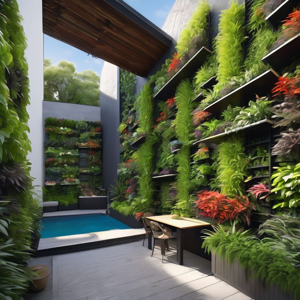innovative vertical garden design in a lush outdoor setting