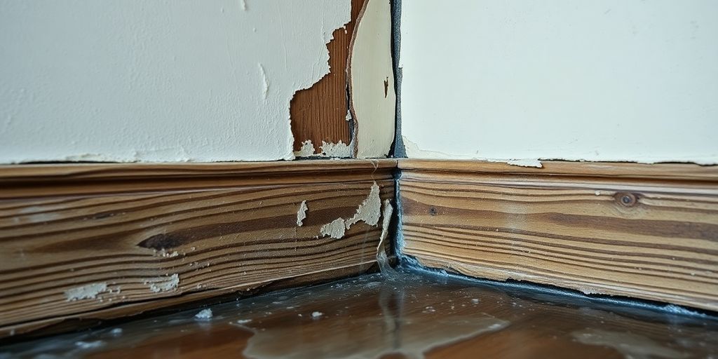 Close-up of water damage in a residential area.