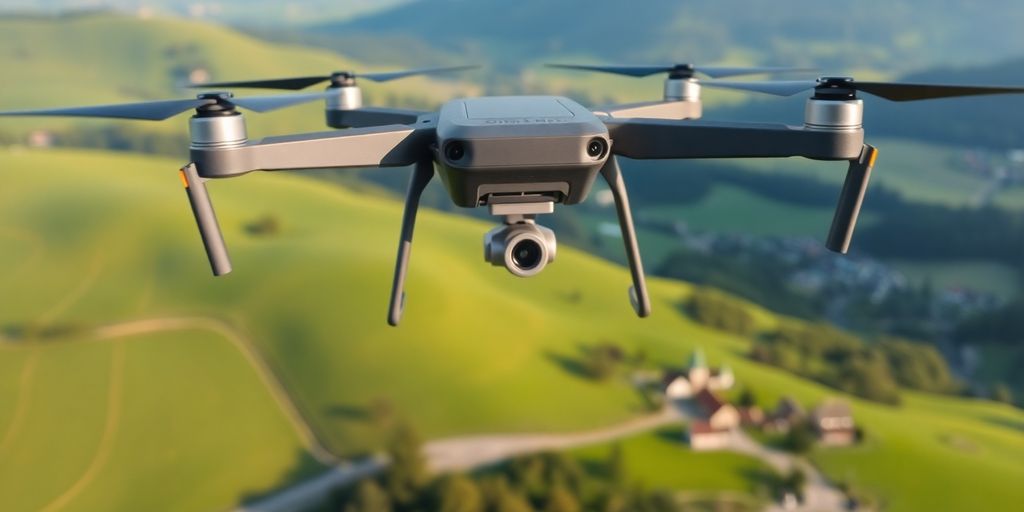 Drone volant au-dessus d'un paysage belge
