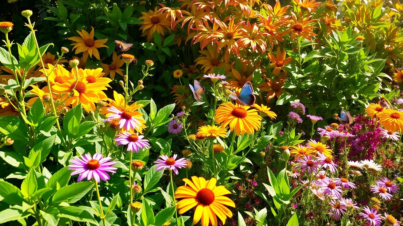 Bunte Blumen und summende Insekten im Garten