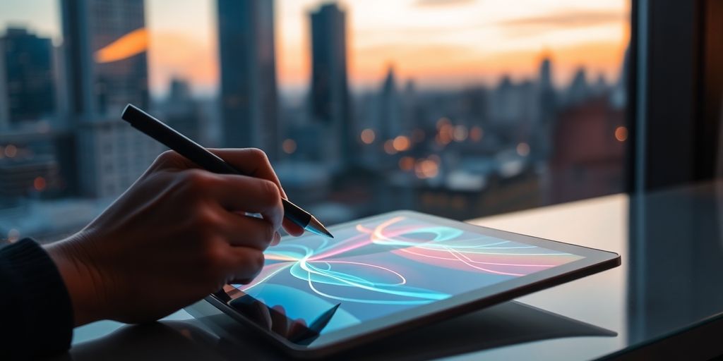 Trader analyzing a dynamic market scene.