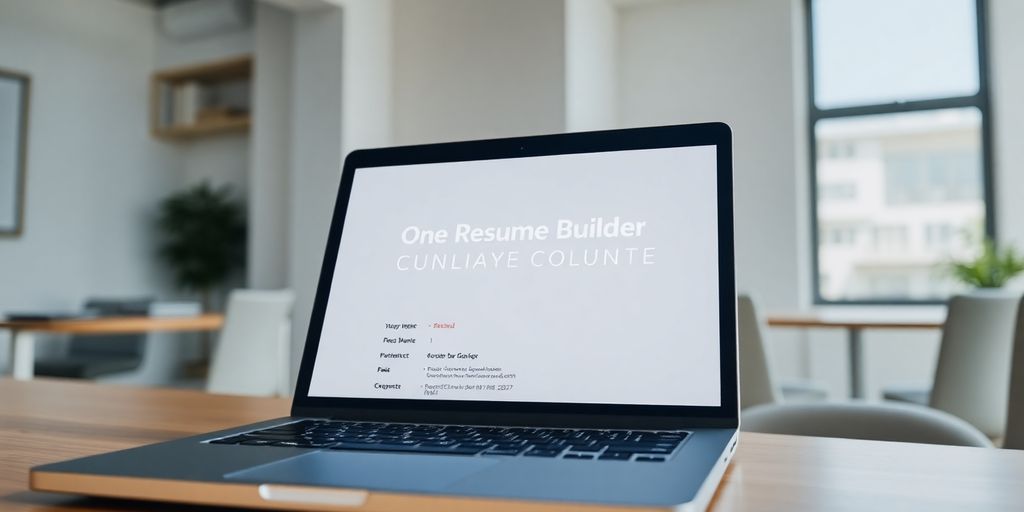Laptop with an open resume builder on screen.