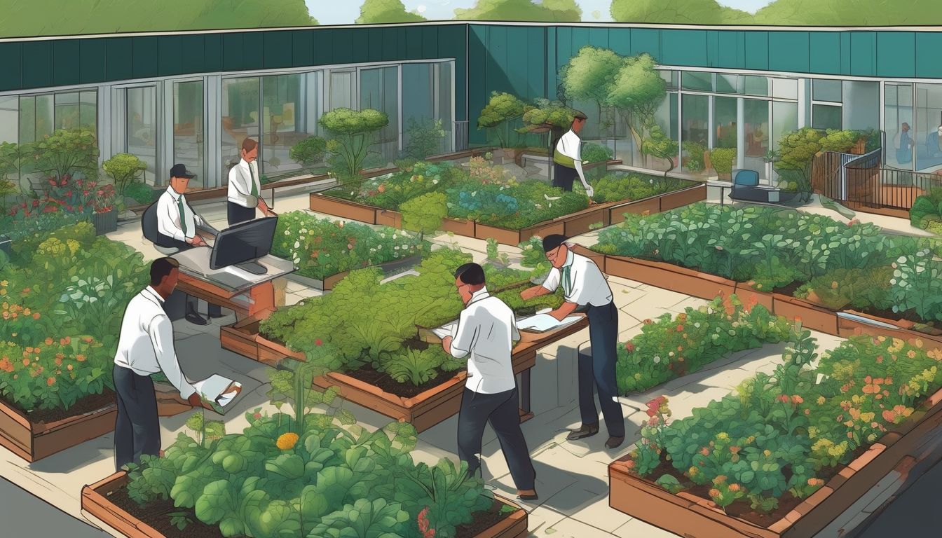 employees working in a commercial garden, showing focus and productivity