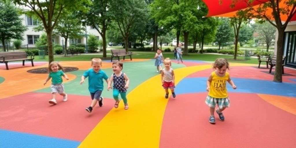 Pavimento in gomma colorato per parchi giochi.