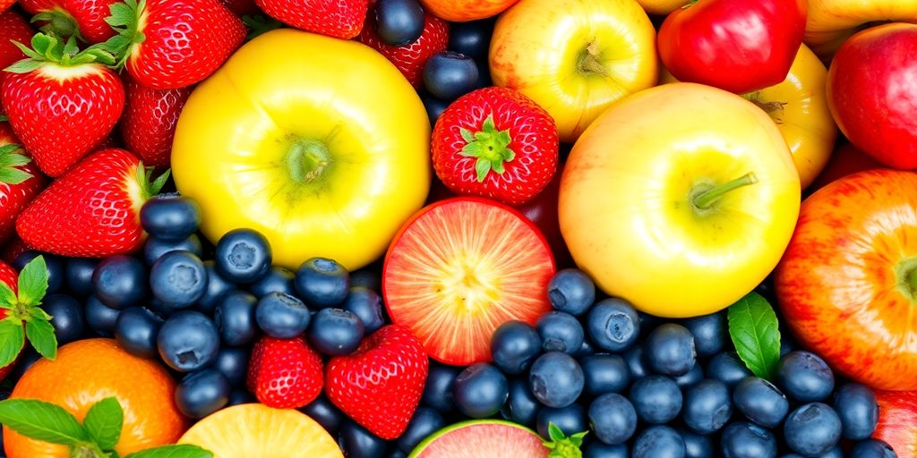 Vibrant assortment of fresh fruits, including berries and apples.