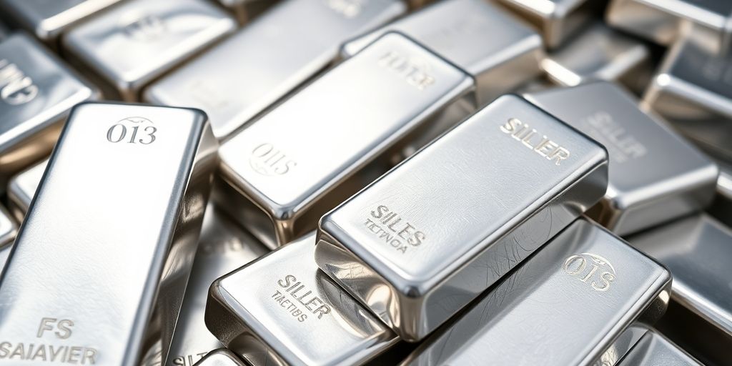 Lingots d'argent brillants empilés