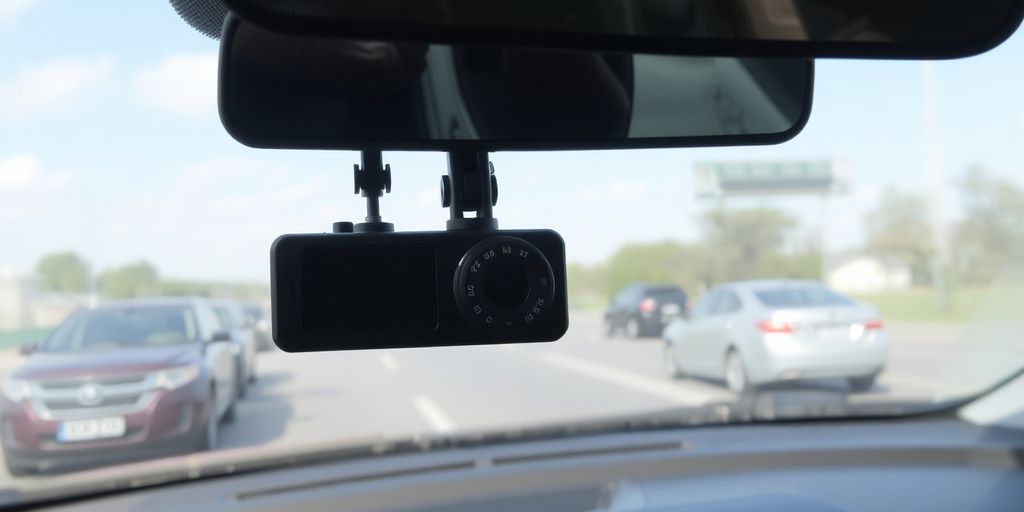 Dash cam recording road ahead