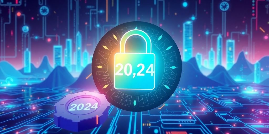Illustrative image of digital assets with a secure lock.