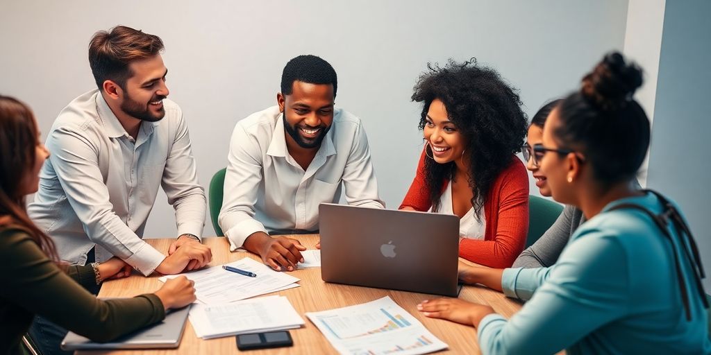 Entrepreneurs collaborating in a modern workspace for startup growth.