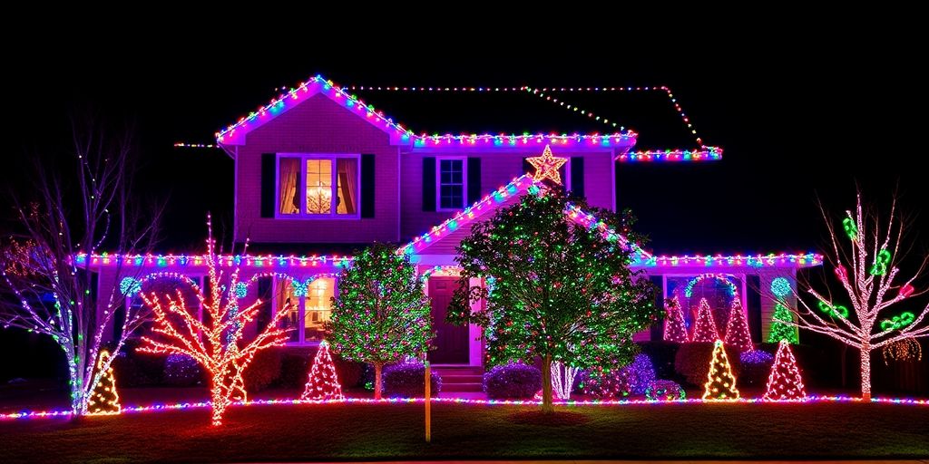 Chesterfield home with sparkling Christmas lights.