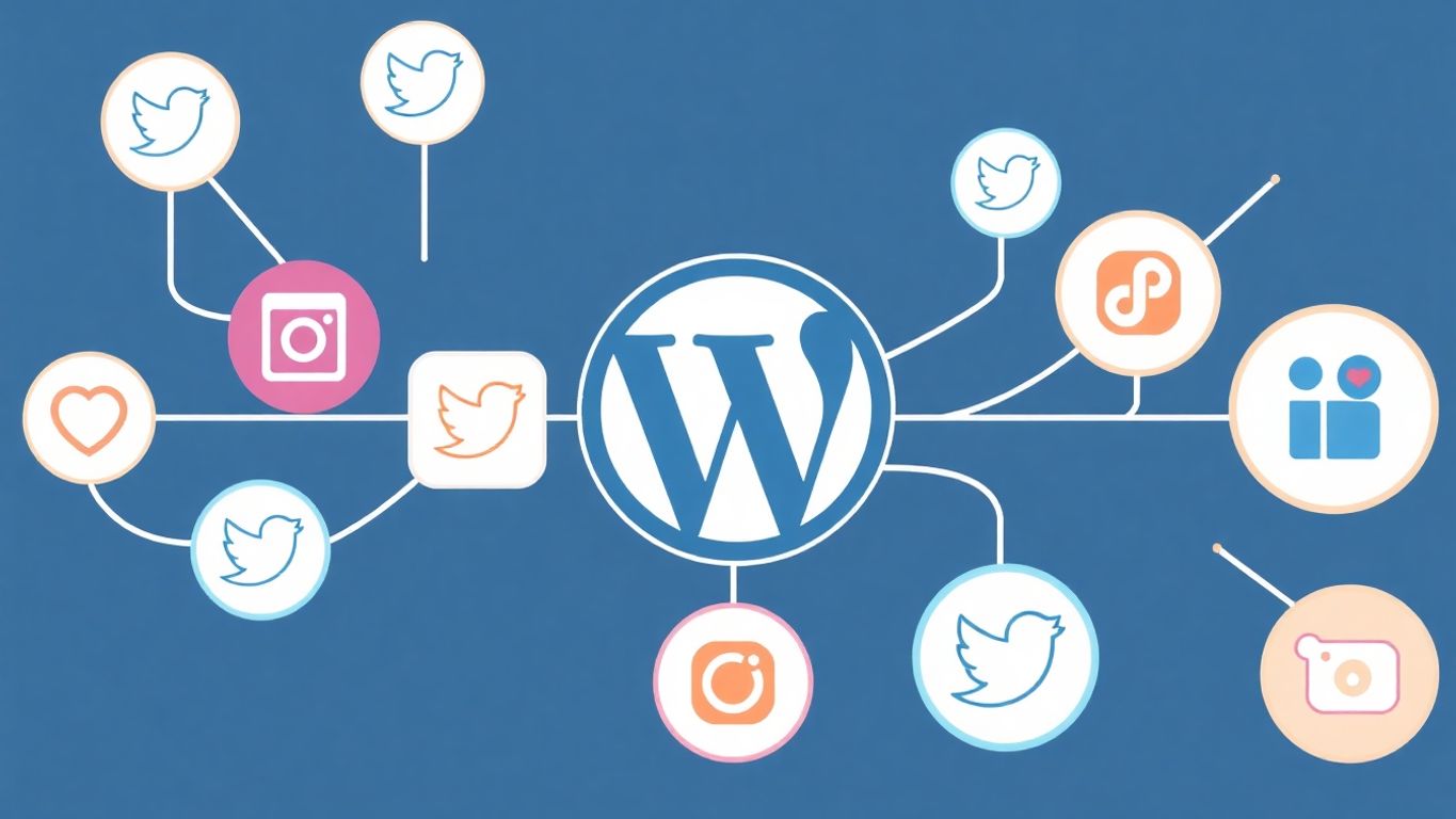 Illustrasjon av sosiale medier og Jetpack for WordPress.