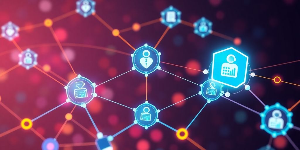 Illustrative blockchain nodes with a healthcare theme.