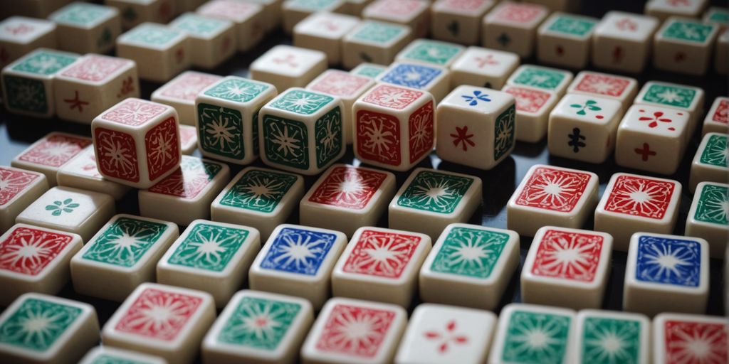 Mahjong tiles in a vibrant, detailed layout.