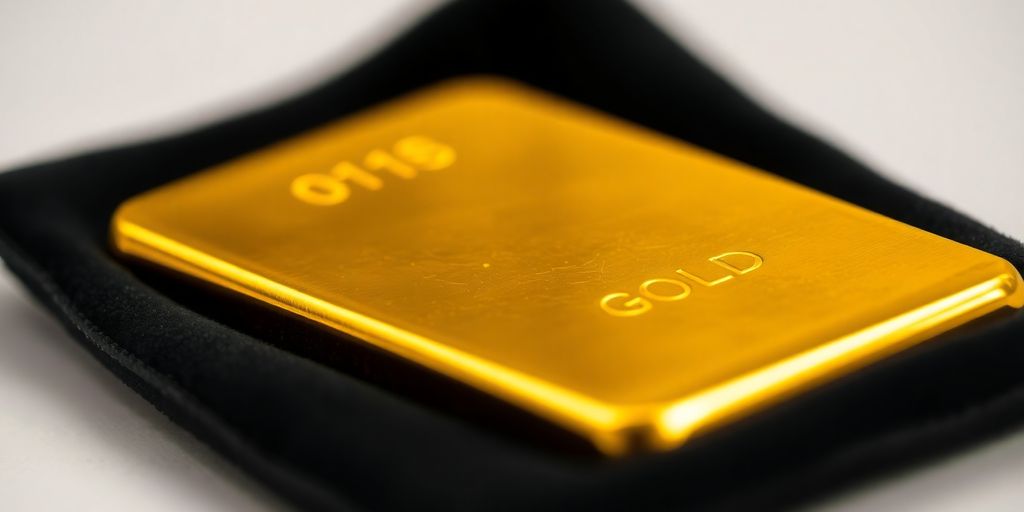 Lingot d'or sur un fond sombre.