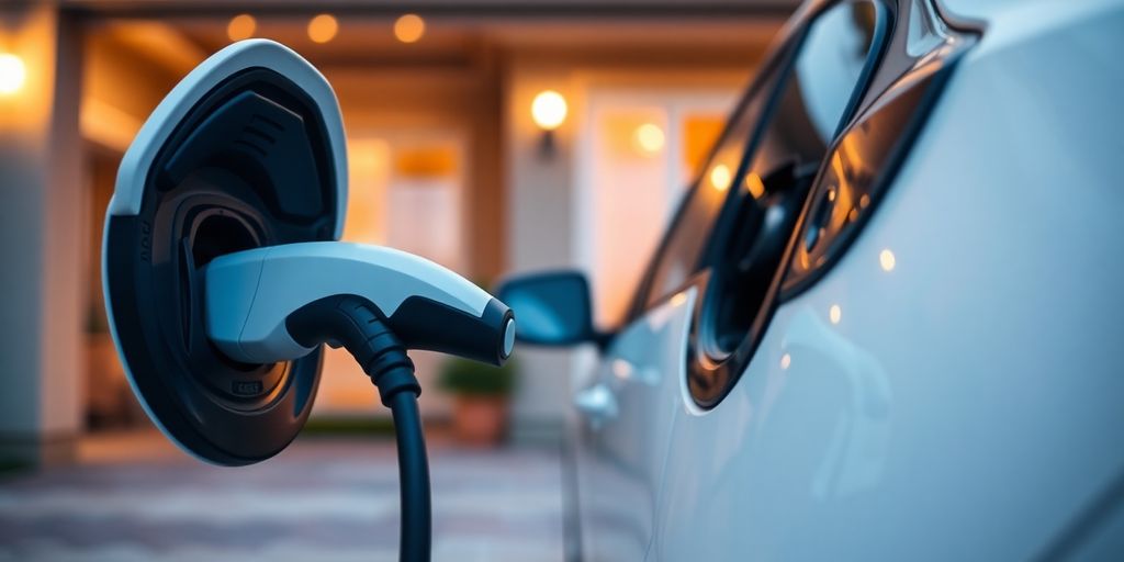 Electric car charging at home.