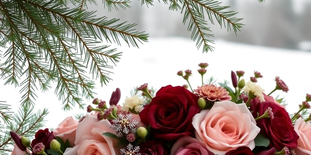 Winter wedding colors with nature-inspired floral arrangements.