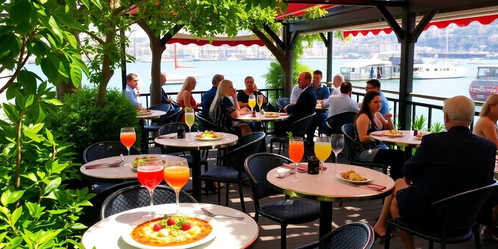 Outdoor dining at Bebek Chilai with gourmet dishes.