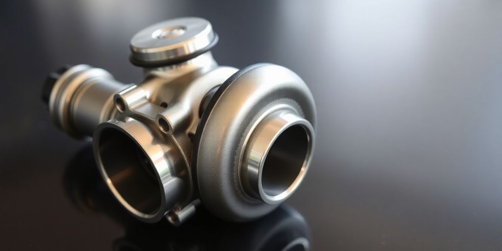 Close-up of a shiny new Mini Cooper engine part.