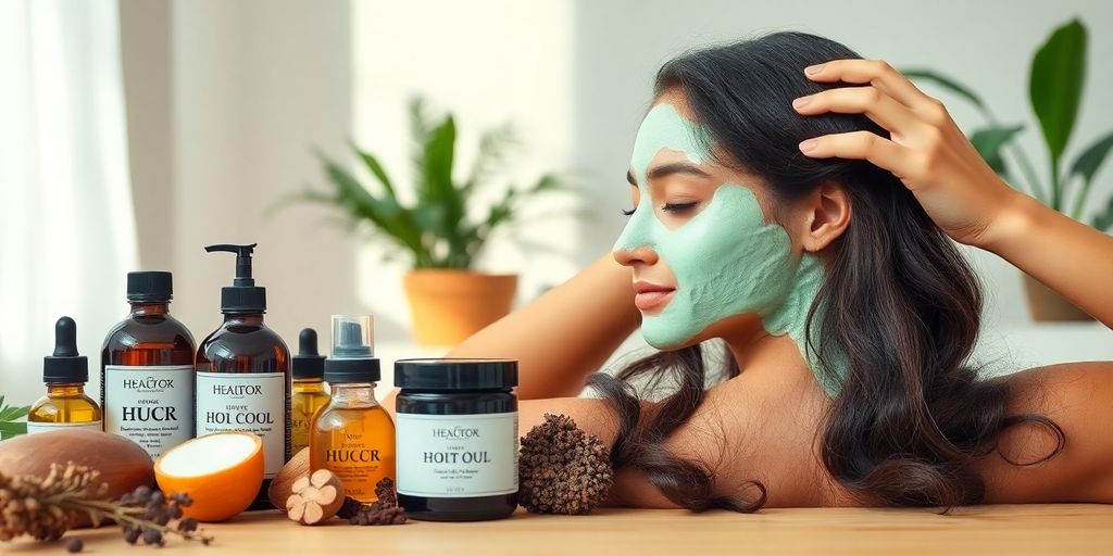 Produtos de nutrição capilar em ambiente acolhedor.