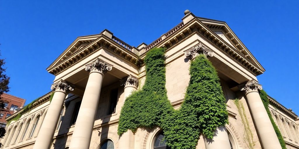 University building, green ivy