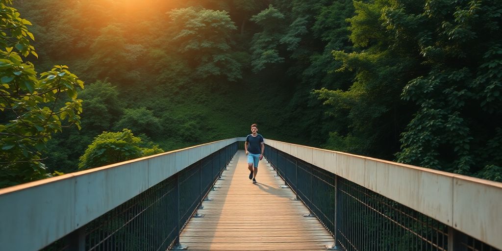 Person overcoming obstacles with a bright future.