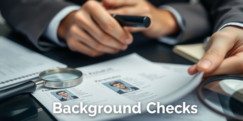 Private investigator reviewing documents for a background check.