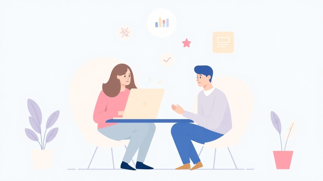 To personer som samarbeider om webdesign.