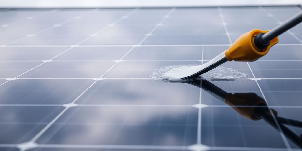 Solar panel cleaning in low-light conditions.