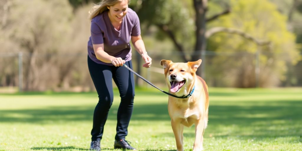 A confident dog trainer with a happy dog in Rose Bay.