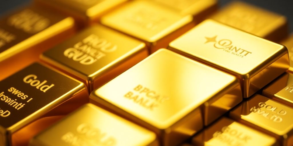 Barres d'or empilées, représentant un investissement précieux.