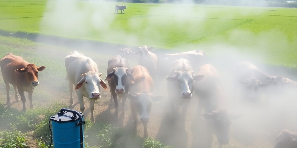 Fogger kit at work on a dairy farm in India.