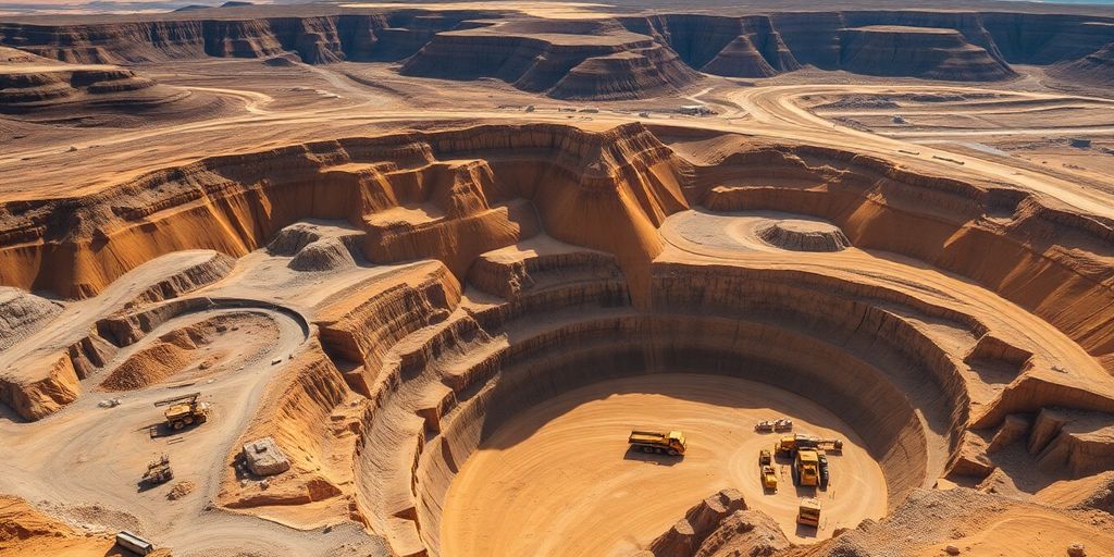 Vue aérienne des opérations minières de Barrick Gold.