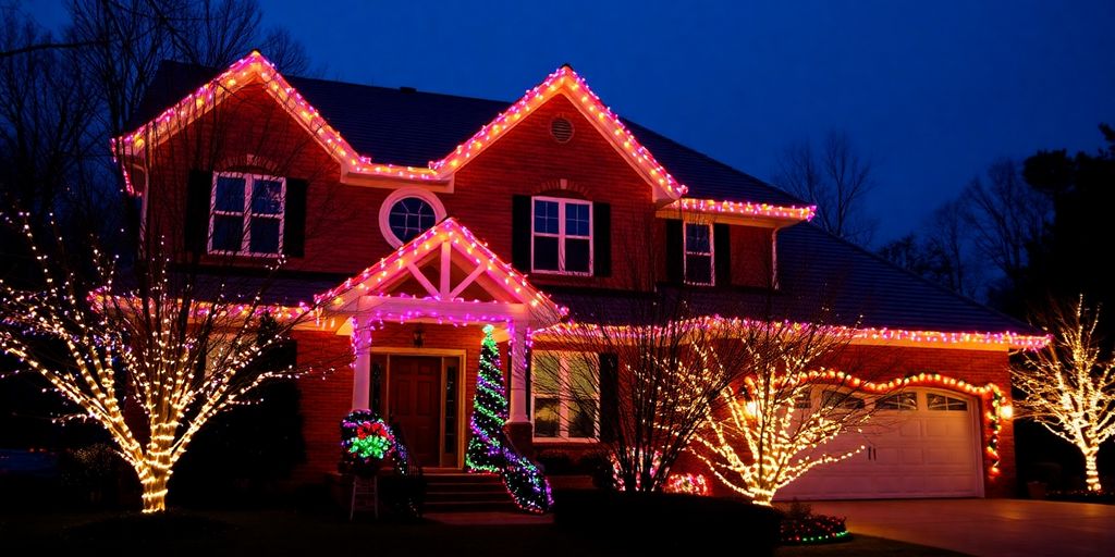 Creve Coeur home with dazzling permanent Christmas lights.