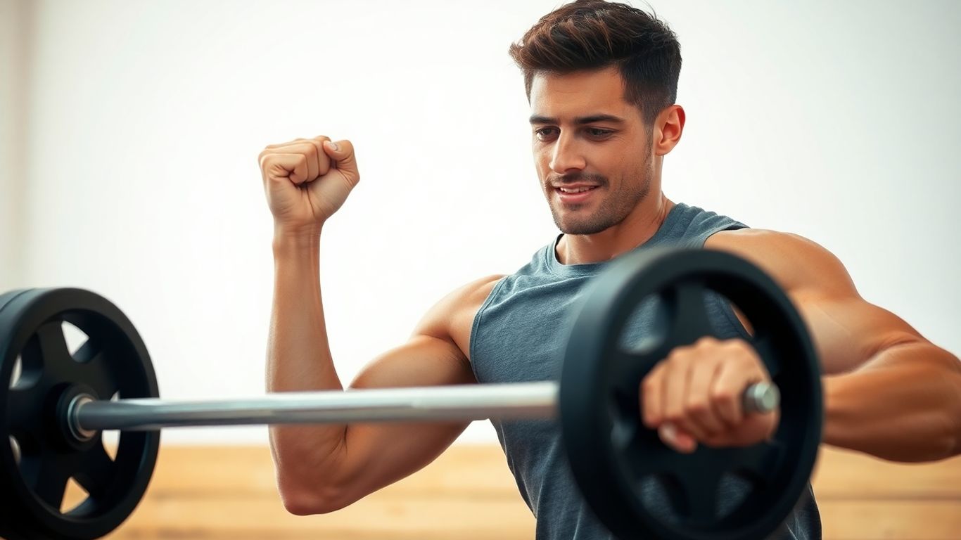 Person lifting weights for strength and health.