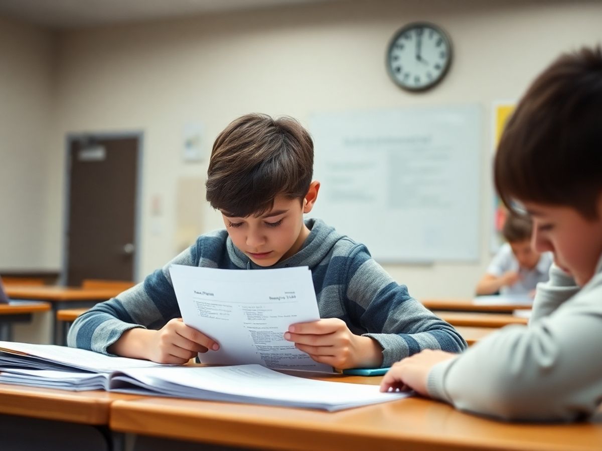 Student taking the SAT in a quiet classroom setting.