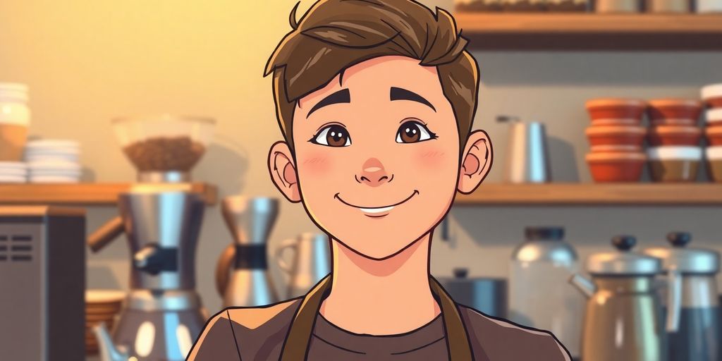 Person working part-time in a cafe