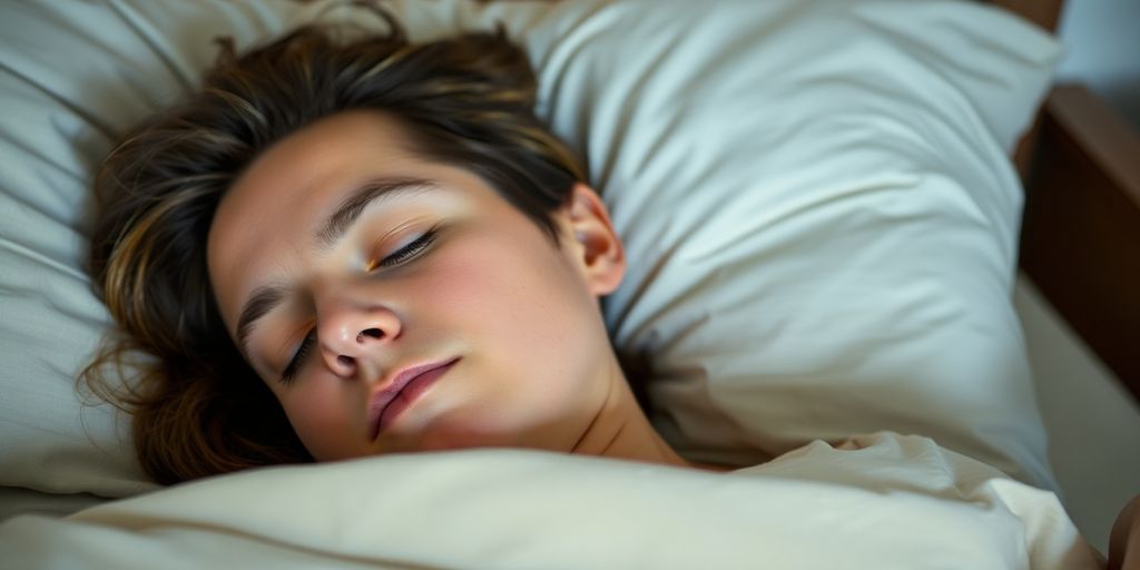 Person sleeping peacefully, overcoming nasal congestion.
