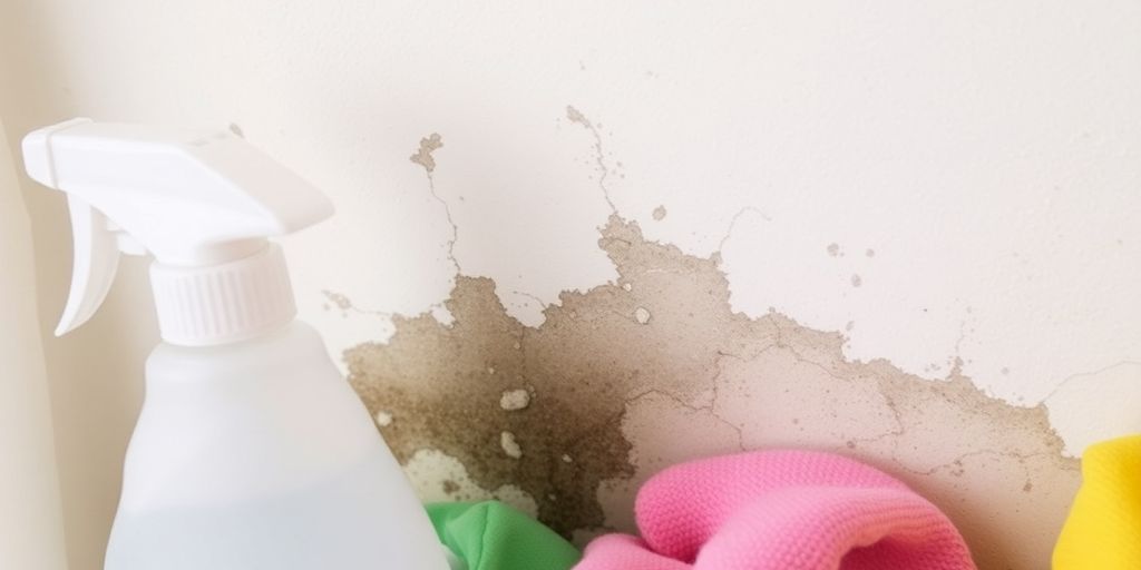 Close-up of damp wall with visible mold growth.