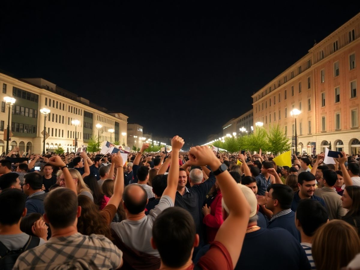 Mulțime de oameni manifestând în stradă.