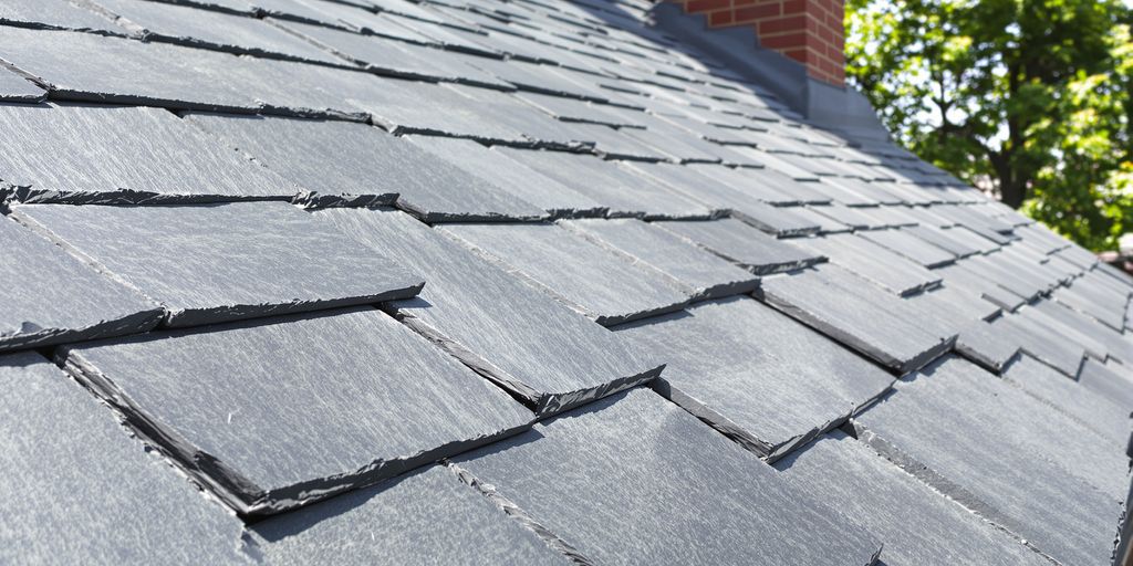 Slate roof tiles on a historic home.