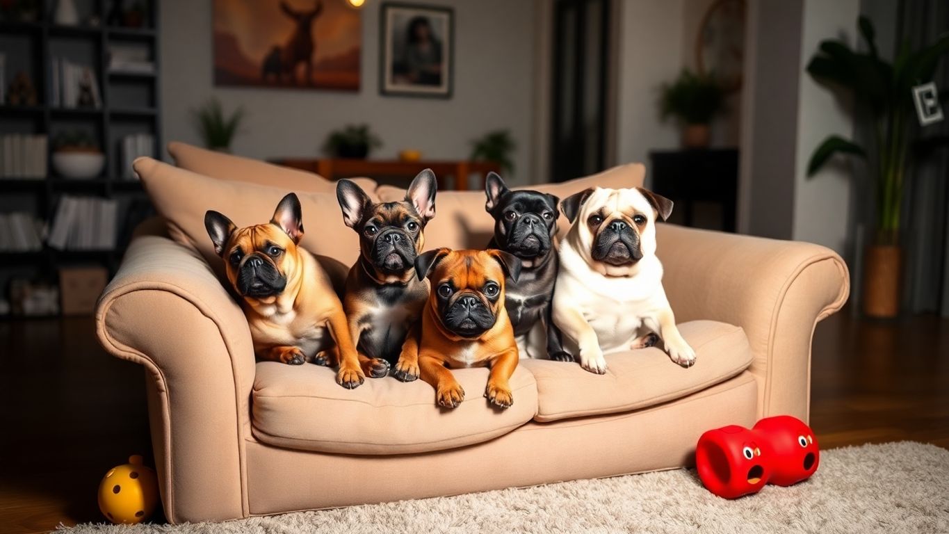 Cachorros pequenos descansando em um sofá aconchegante.