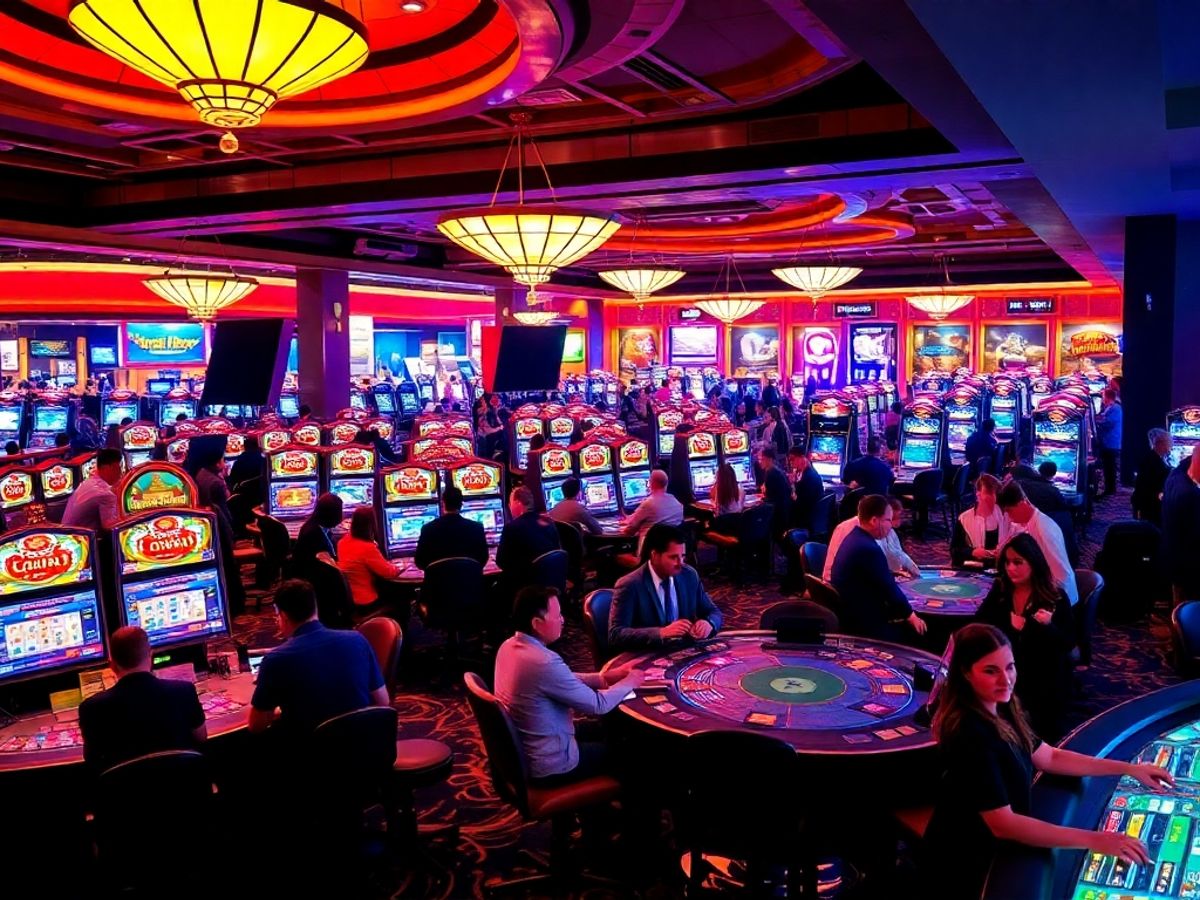 Scenă vibrantă dintr-un cazinou din România.