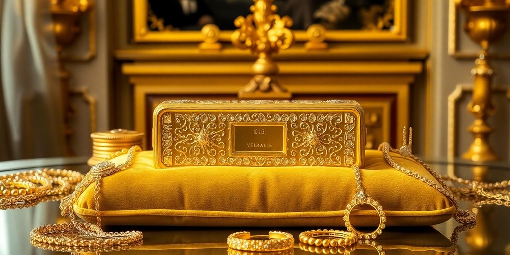 Lingot d'or sur un coussin en velours.
