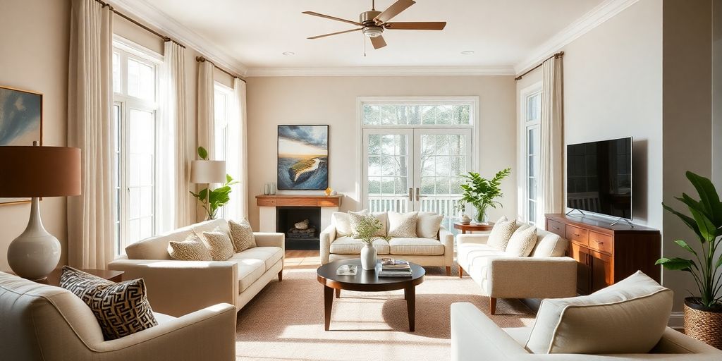 Modern restored home interior with stylish furniture and decor.