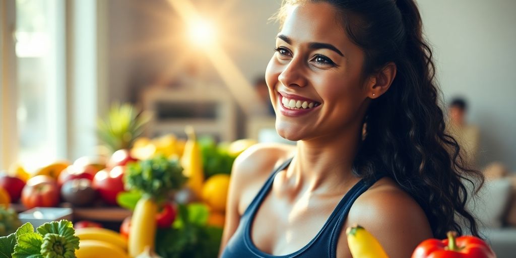 Person achieving a healthy lifestyle with vibrant energy.